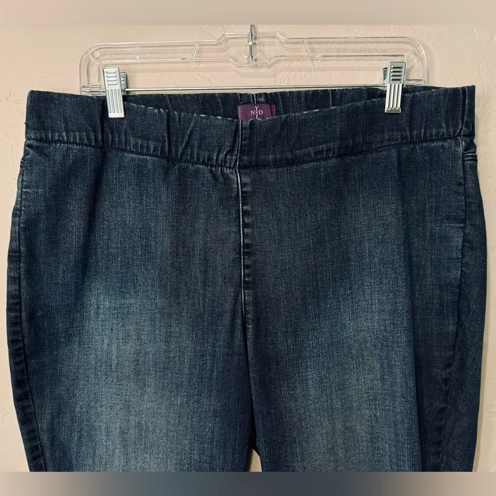 NYDJ Pull-On Jeans Straight Leg Fit Stretch Dark Wash High-Rise Denim SZ 16W - Picture 5 of 15